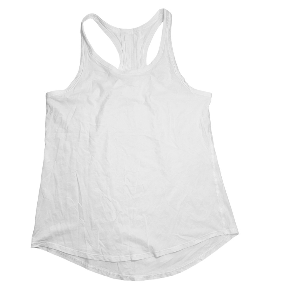 Lululemon Womens White Racerback Athletic Tank Top Relaxed Fit Curved Hem